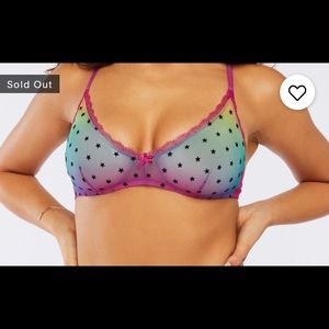 Metallic Stars Mesh Rainbow Bra